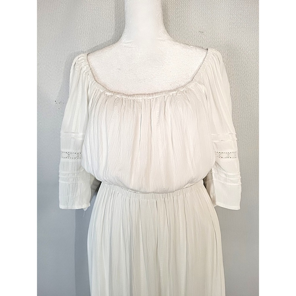 Z‎ Supply White Poppy Peasant Lace Midi Dress Women's SM Summer Beach Wedding - Picture 4 of 13